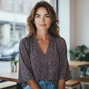 Caslon Floral Print 3/4 Sleeve Blouse - Size Large